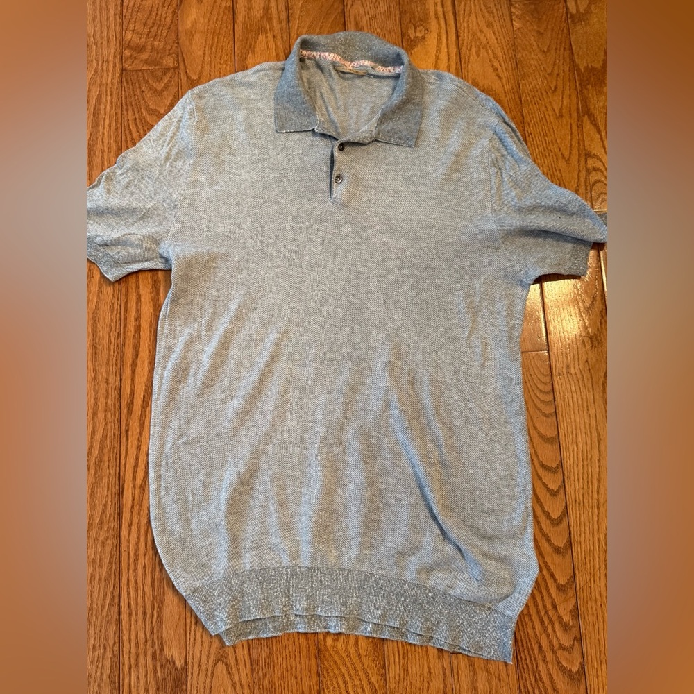 Paul Taylor Knitted Cotton Polo Light Grey XXL Size 100% Cotton Preppy $210